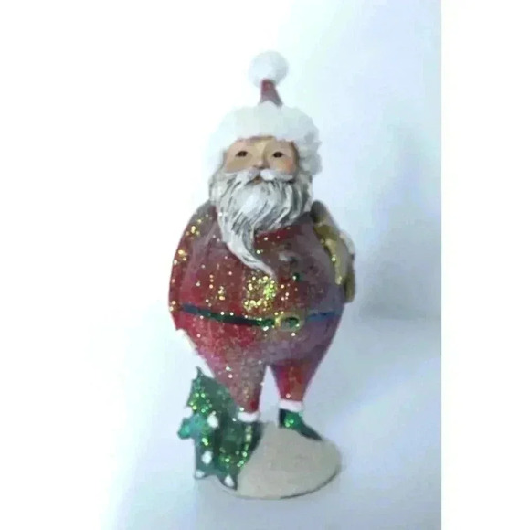 Roman Inc. Santa w/ Star & Tree Glitter Whimsical Distressed BOHO 11 inches NWT - Picture 1 of 7